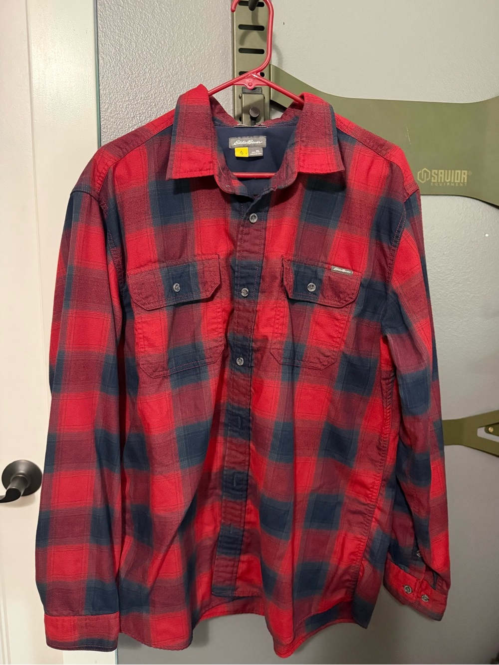 Eddie Bauer Red & Navy Plaid Shirt Jacket